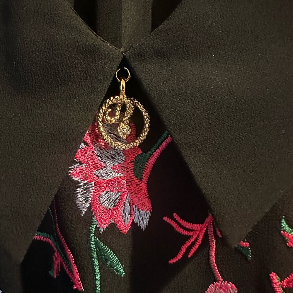 Roberto Cavalli Sheer Embroidered collared top - Picture 8 of 9